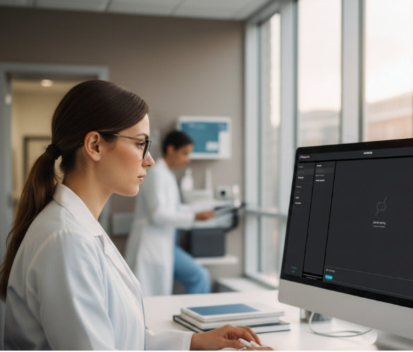 Healthcare professionals using AI securely